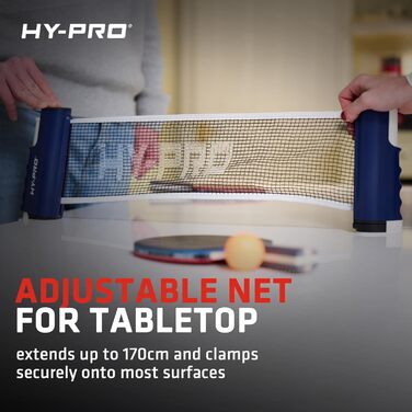 Набір для настільного тенісу Hy-Pro портативний – стіл з розсувним сіткою до 170 см, 4 ракетки, 8 м'ячів, сумка, м'ячі 3 зірки, для дітей та дорослих, для гри в приміщенні та на вулиці