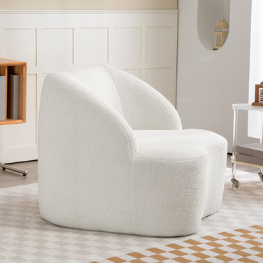 HOMCOM Modern Armchair with Fleece Upholstery - Cozy Accent Chair for Living Room, Bedroom, Home Office, Cream White