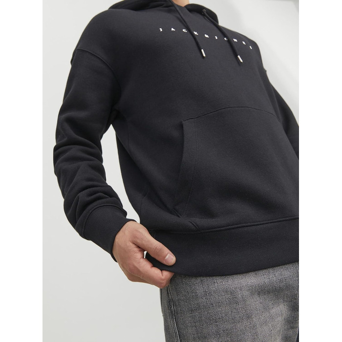 Чоловічий худі Jack & Jones JJestar JJ Sweat Hood, Relaxed Fit, чорний
