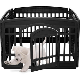 Iris Ohyama Dog Playpen with 4 Panels and Lockable Door, 24