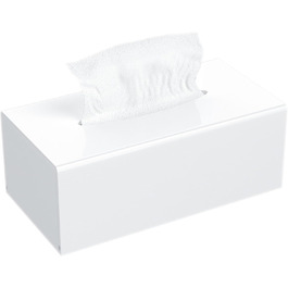 AITEE Acrylic Cosmetic Tissue Box: 25x13x9 cm White Tissue Box with Magnetic Cover for Dining Room, Bathroom, Bedroom, Office, Coffee Table, Car