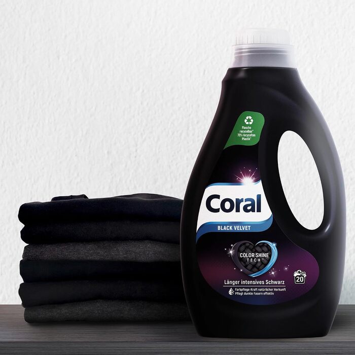 Рідкий засіб для прання чорної білизни Coral Black Velvet з Color Shine Tech та сироваткою для захисту волокон, 6 x 1 л (6 л)
