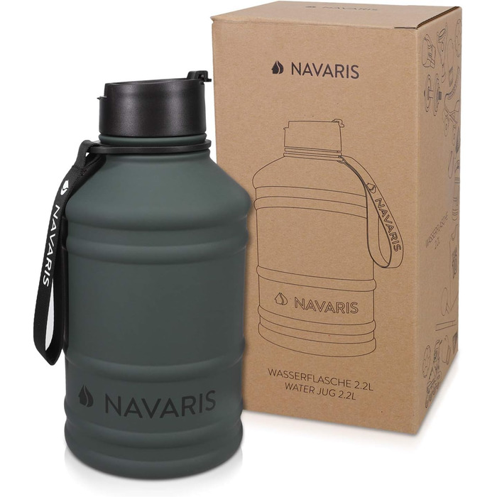 Navaris Фітнес-пляшка 2,2 л із нержавіючої сталі для спорту, велика спортивна пляшка для води, BPA вільна
