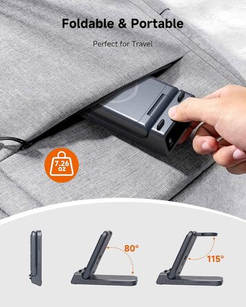 Бездротова зарядка SwanScout 703S 3-в-1 для Samsung Galaxy S25/S24/Fold 7, Watch 8/8 Classic/Ultra та Buds (Технічний сірий)