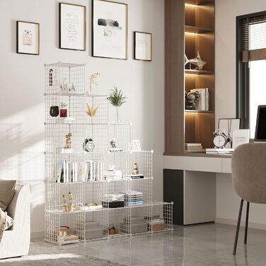 C&AHOME Wire Cube Storage, 6 - Metal Cube Organizer with C-Grid, Modular Shelf Units, Storage Container Shelves, Closet Organizer, 93.5 in L x 31.8 in W x 93.5 in H, (20 cubes, White)