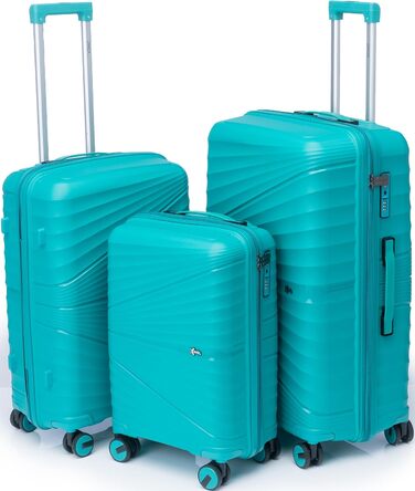 Xonic® Валіза з жорстким корпусом M, 40L - Ударостійка валіза з поліпропілену з подвійними колесами на 360° та TSA-замком - Валіза для подорожей, м'ятно-зелений колір (Сет XL-L-M)