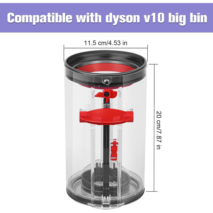 Dyson V10 Dustbin and Filter Replacement Set - Compatible with Dyson Cyclone V10 SV12 (969509-01 & 969082-01)