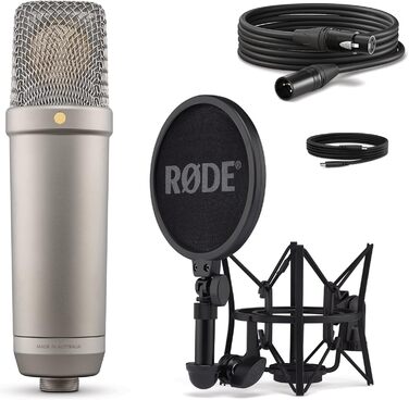 RØDE NT1 5th Gen: Конденсаторний мікрофон з XLR/USB, поп-фільтр та пауза для запису вокалу, музики та подкастів (чорний/сріблястий)
