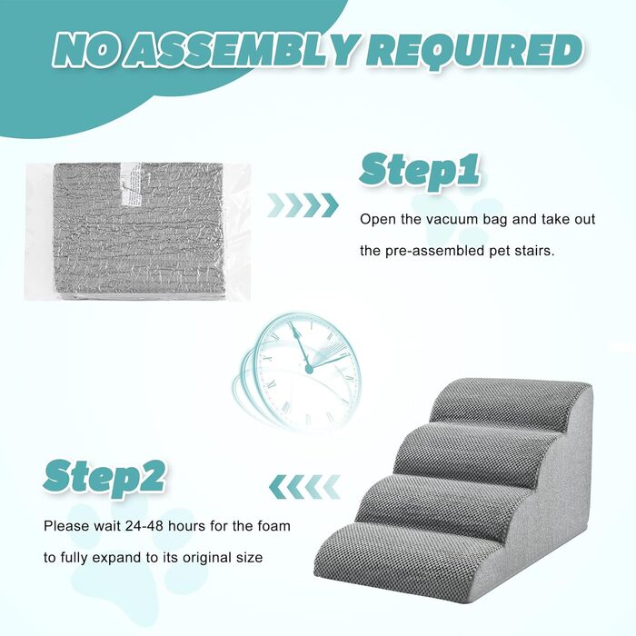Сходинки для собак IFNOW: 40 см, 4 сходинки, для ліжка/дивану, водонепроникні, для котів/цуценят