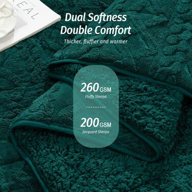 Обтяжена ковдра Wemore Sherpa Fleece для дорослих, двостороння плюшева ковдра з фланелі та шерпи, 15 lbs (6.8 кг), колір Jacquard-grün