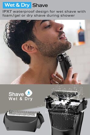 Електрична бритва чоловіча з 3 гнучкими лезами та чохлом для подорожей, тример для точного гоління, вологостійка/суха, 120 хв роботи, акумуляторна, подарунок для чоловіків, чорна