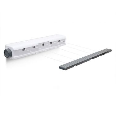 Relaxdays Wall-Mounted Clothes Dryer with Automatic Retraction, White-Grey