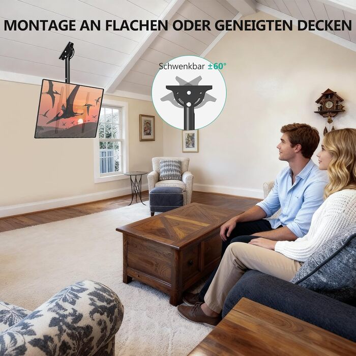 Кронштейн для телевізора WALI поворотний, настінний, 66-165 см (до 45 кг), VESA 400x400, чорний