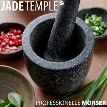 Ступка з пестиком JADE TEMPLE з натурального граніту, 12х12 см, для подрібнення спецій та трав