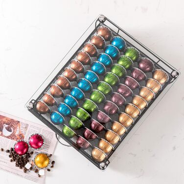 Тримач для капсул Vertuo Rice Rat для Nespresso Vertuo, 50 капсул, чорний, скляний каркас (прозорий)