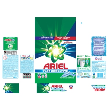 Пральний порошок Ariel «Гірська свіжість», 1,98 кг, 36 прань