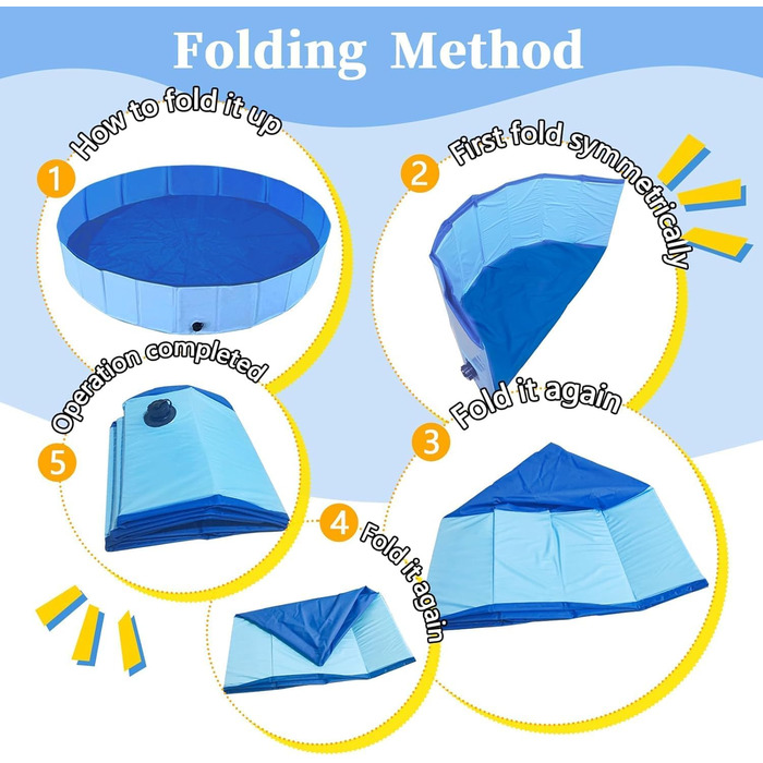 Зручний надувний басейн для собак та котів XL 160x30 см, розкладний, водонепроникний, антиковзкий