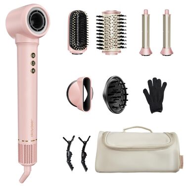 Аirstyler 7-в-1: Фен, плойка, брашинг, термощітка, автоматична завивка, іонізація, захист від пошкоджень, рожевий