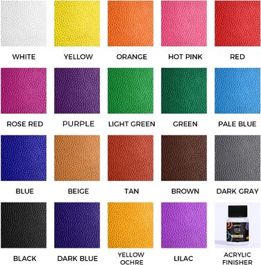ARTFLY Acrylic Leather Paint Kit, 20 Colors x 30ml with Acrylic Finisher, Acrylic Leather Dye Set, perfect for shoes, sneakers, jackets, leather sofas, and car seats