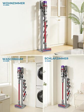 Підставка для пилососа Dyson V16, Gen5, V15, V12, V11, V10, V8, V7, V6 – металева, настільна, з 4 гаками, без свердління, срібляста