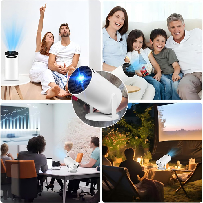 Портативний проєктор 4K, 1080P FHD Mini проєктор, сумісний з Android та Netflix, WiFi 6, BT 5.0, поворот на 180°, автоматична корекція трапецеїдальних спотворень