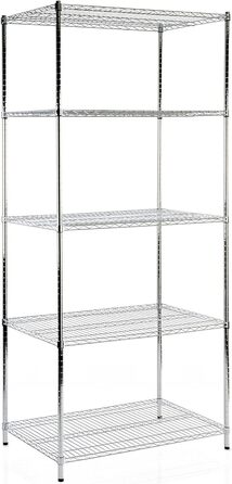 Floordirekt Kitchen Shelf, Grid Shelf, Metal Shelf | Load capacity approx. 70kg per level Multifunctional storage shelf, bathroom shelf, storage shelf, cellar shelf Chrome (60x35x90cm | 3 shelves) Everest (90 x 60 x 200 cm | 5 shelves)