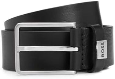 Чоловічий шкіряний ремінь BOSS Elio з логотипом, чорний