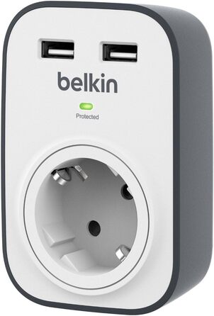 Мережевий фільтр Belkin з USB, 8 розеток + 2 USB, 2.4A, 2м, для дому та офісу