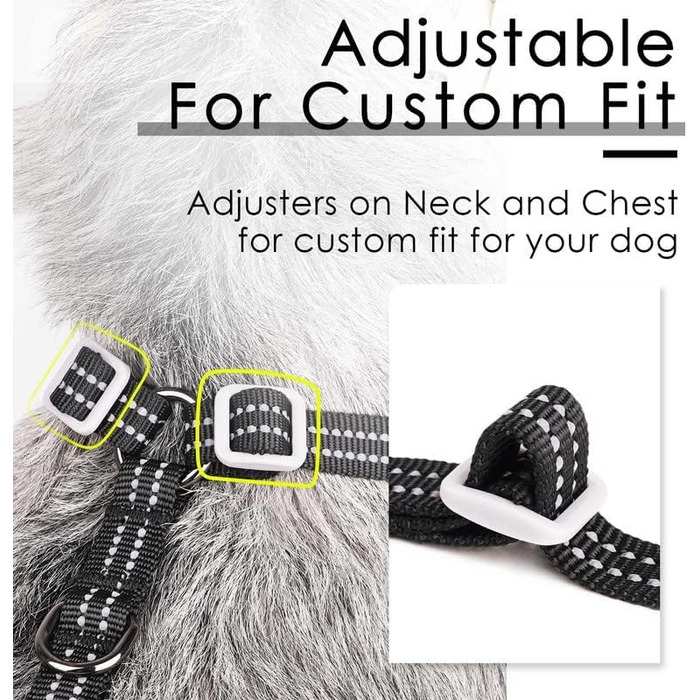 Шлейка для собак ThinkPet No-Pull, дихаюча, для малих, середніх та великих собак, регульована, м'яка, безпечна, з контролем, з підкладкою, світловідбиваюча, чорна, XS (1 шт.)