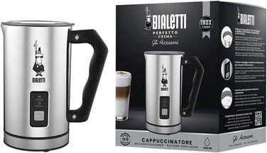 Електричний спінювач молока Bialetti Montalatte, 240 мл, 500 Вт, нержавіюча сталь, срібно-чорний