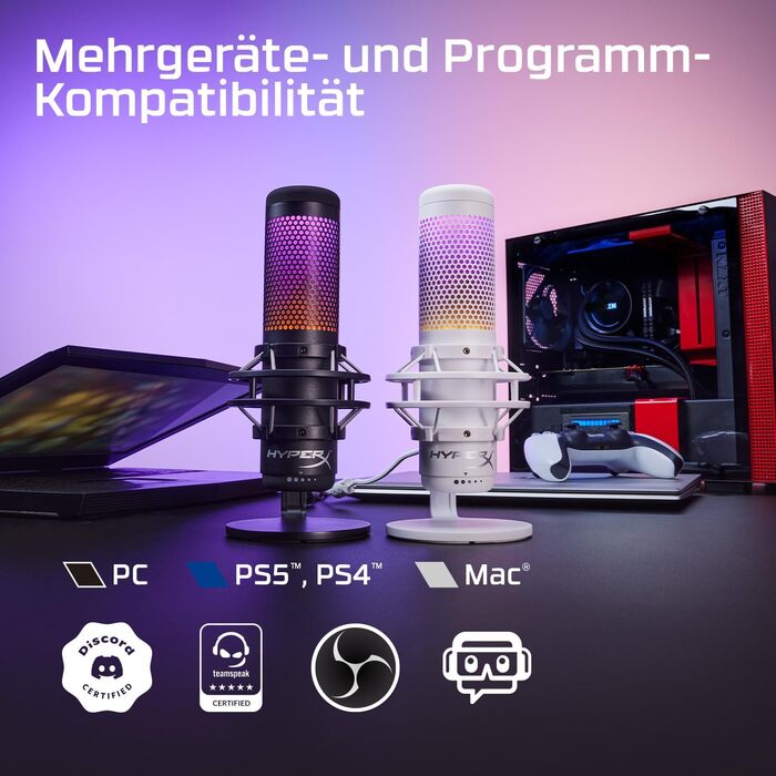 Мікрофон HyperX QuadCast S RGB USB з поп-фільтром для PC, PS4, Mac, Streaming, Gaming, Twitch, YouTube, Discord