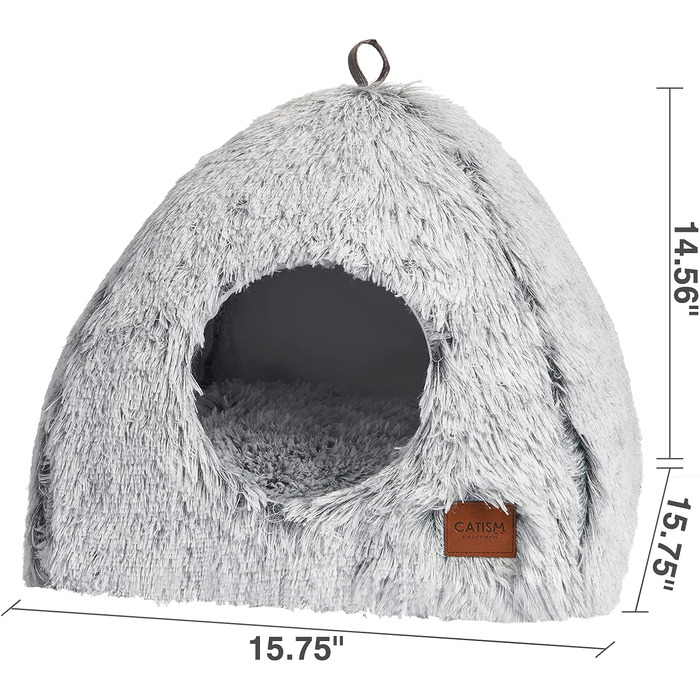 Cat Bed Washable Cat Sleeping Place for Cats Cat Cave Plush Pet Cat Head Pillow Cat House Cat Cushion Fluffy Kitten Puppy Snuggle Bed Pet Bed White (Gray, medium)