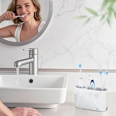 Тримач для зубних щіток Luxspire з 5 відділеннями, електричний, для сім'ї, велика місткість, органайзер для зубних щіток та косметики, матовий (пісочний колір, 2 відсіки)