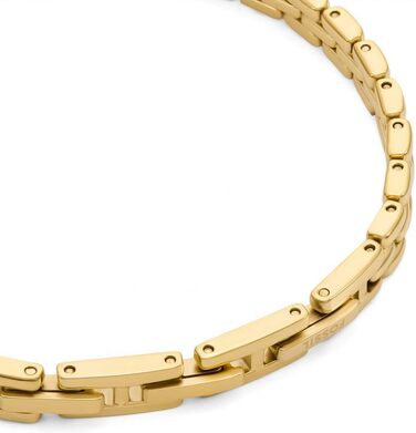 Чоловічий браслет Fossil з нержавіючої сталі або шкіри з надійним застібкою-годинником. Сріблястий та чорний (Баттер-Голд)