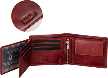 Чоловічий шкіряний гаманець Volmer з RFID-захистом, місткий (9+4 картки), Бордовий