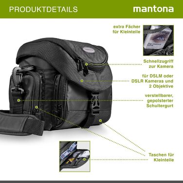 Сумка Mantona Premium для DSLR та DSLM камер з швидким доступом, захистом від пилу та зручним ременем, чорна