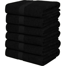 Utopia Towels – комплект із 6 середніх рушників для ванної з 100% бавовни з петелькою для підвішування, 60x120 см, м'які та добре вбирають вологу, чорні