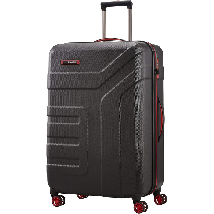 Чемодан Travelite Vector 77 см, L, з TSA замком, 103 л, чорно-червоний