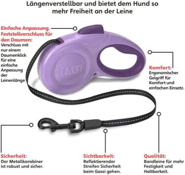 Шлейка для собак HATI Roeine з світловідбиваючим матеріалом, ергономічним дизайном та запатентованою застібкою. Підходить для великих собак (розмір ), фіолетовий, M