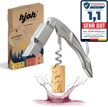 Premium Waiter's Knife Stainless Steel Solid and Brushed with Bottle Opener - Professional Sommelier Knife Wine Opener - Elegant Waiter's Utensil with Corkscrew, Bottle Opener for Wine Bottles