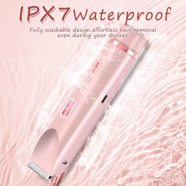 Електричний тример для бікіні для жінок, 2-в-1, рожевий. Тример для тіла, обличчя, брів, вусів, бороди, рук та ніг. Вологостійкий IPX7, для сухого та вологого використання.