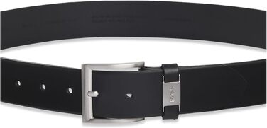 Чоловічий шкіряний ремінь BOSS Connio з логотипом та металевими деталями, чорний 95-001