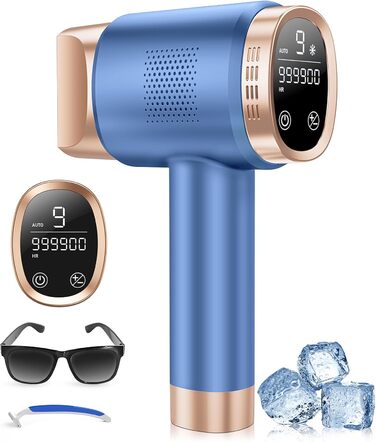 Пристрій для епіляції IPL з охолодженням 8°C, 9 рівнів, 600 нм червоне світло, LCD-екран, для жінок та чоловіків, обличчя, руки, бікіні-зона, тіло