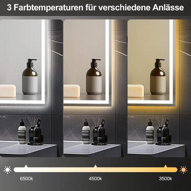 Дзеркало для ванної кімнати зі світлодіодним підсвічуванням 50x70 см, з сенсорним вимикачем, Bluetooth (80x60 см)