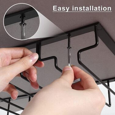 Підвісний органайзер для келихів Uten - металева стійка для 8-12 келихів, чорний, для бару, кухні, кафе