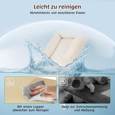 Котячий будиночок з дряпалкою Luxus: широка колона з берези, міцний, до 25 кг, сизаль, велике ліжко з подушкою з органічної льону, легко збирається, бежевий колір