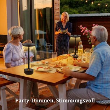 Бездротова LED-лампа Rosnek для столу з регулюванням кольору та димуванням, акумуляторна, з USB-C, стильна металева лампа (чорна)