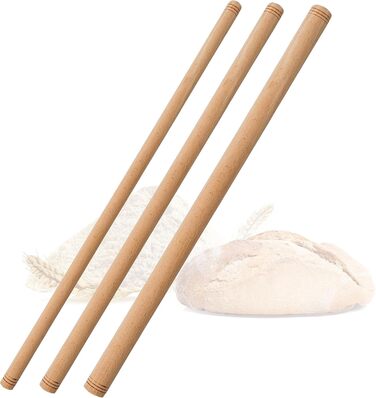 spar-home Turkish Rolling Pin - Traditional Dough Roller Made of Beechwood Handmade Wooden Rolling Pin Oklava (3er_60cm)