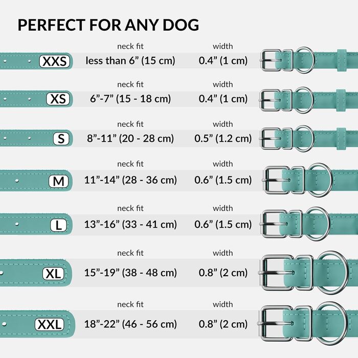 Шкіряний ошийник для собак CollarDirect, круглий, м'який, з роллом, ручної роботи, справжня шкіра, для цуценят, котів, малих та великих собак, рожевий, червоний, фіолетовий, блакитний (м'ятний, 15-18 см)