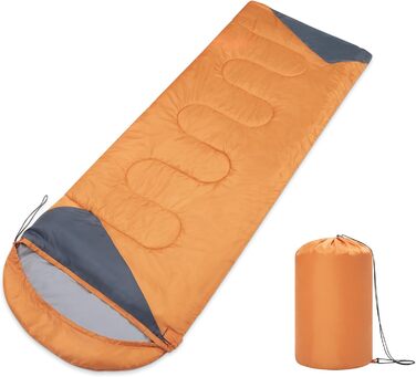 Paco Home Sleeping Bag - Washable, Breathable, Adult & Kids - Summer/Winter Camping & Travel (Orange, 220x70x6cm)